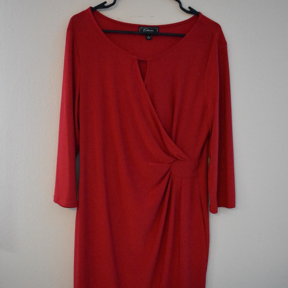 Dress Barn Knee Length Red Dress- Size Large